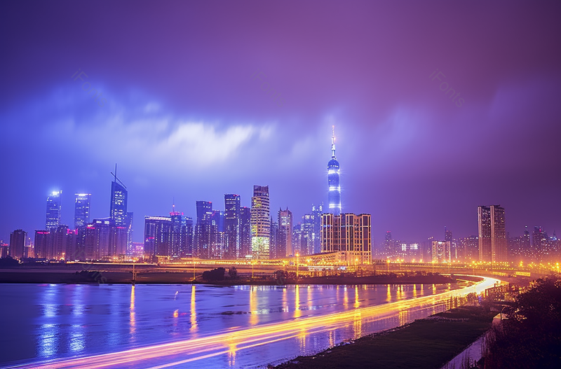下雨时的上海陆家嘴摩天大楼全景,高清,摄影图,摄影图片,图片大全,摄影图免费下载